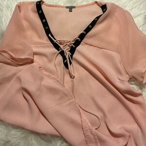 Charlotte Russe M pink/black flowy sheer blouse/top for women